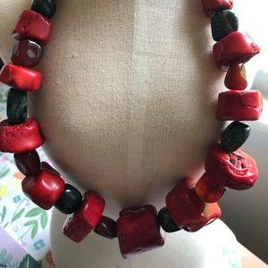Natural Stone Red and Green Necklace